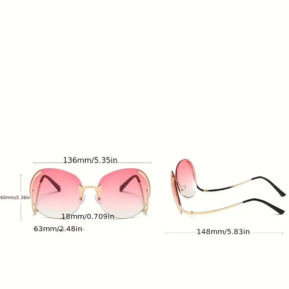 Large Rimless Fashion For Women Men Summer Gradient Sun Shades For Party Beach - Picture 2 of 2